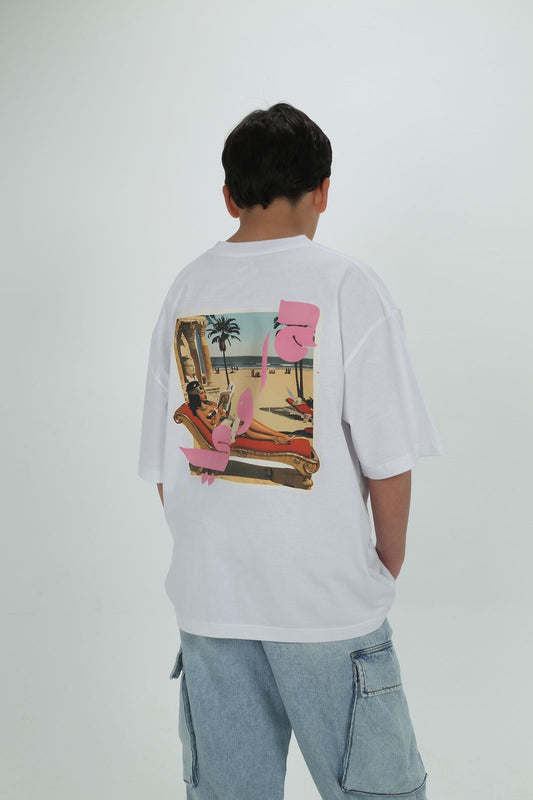 White "Cleo On The Beach" T-Shirt