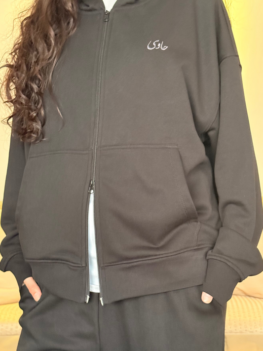 Black  Lightweight Double-Zipper Jacket